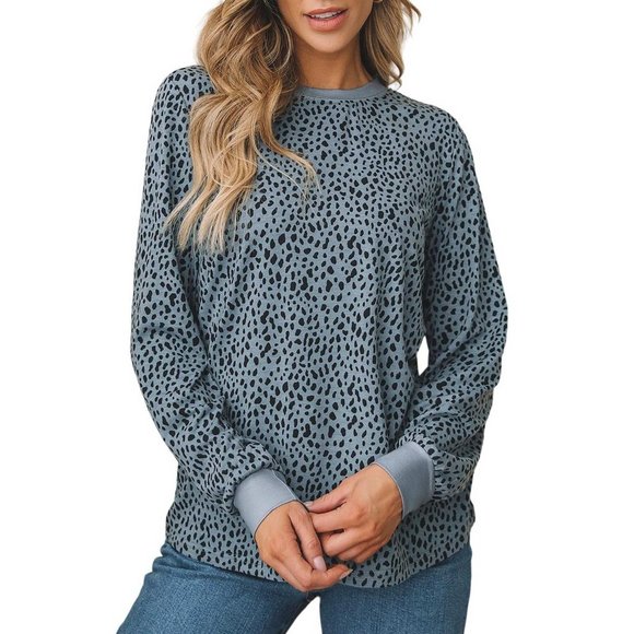 Tops - Animal Spotted Print Round Neck Long Sleeve Top X LARGE  (4411)